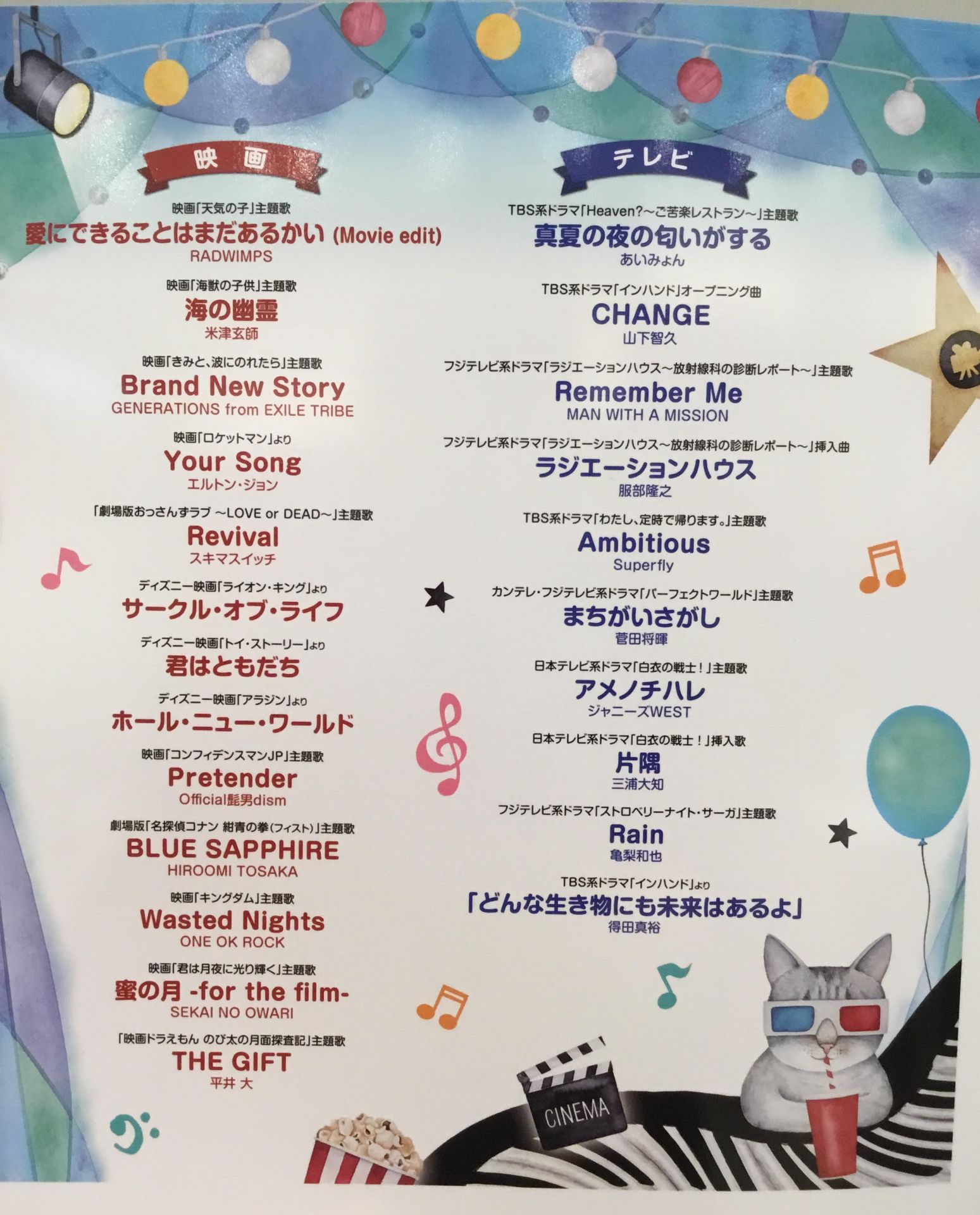 楽譜 ピアノ 人気映画 テレビ19夏 10月5日更新 イオンモール大日店 店舗情報 島村楽器