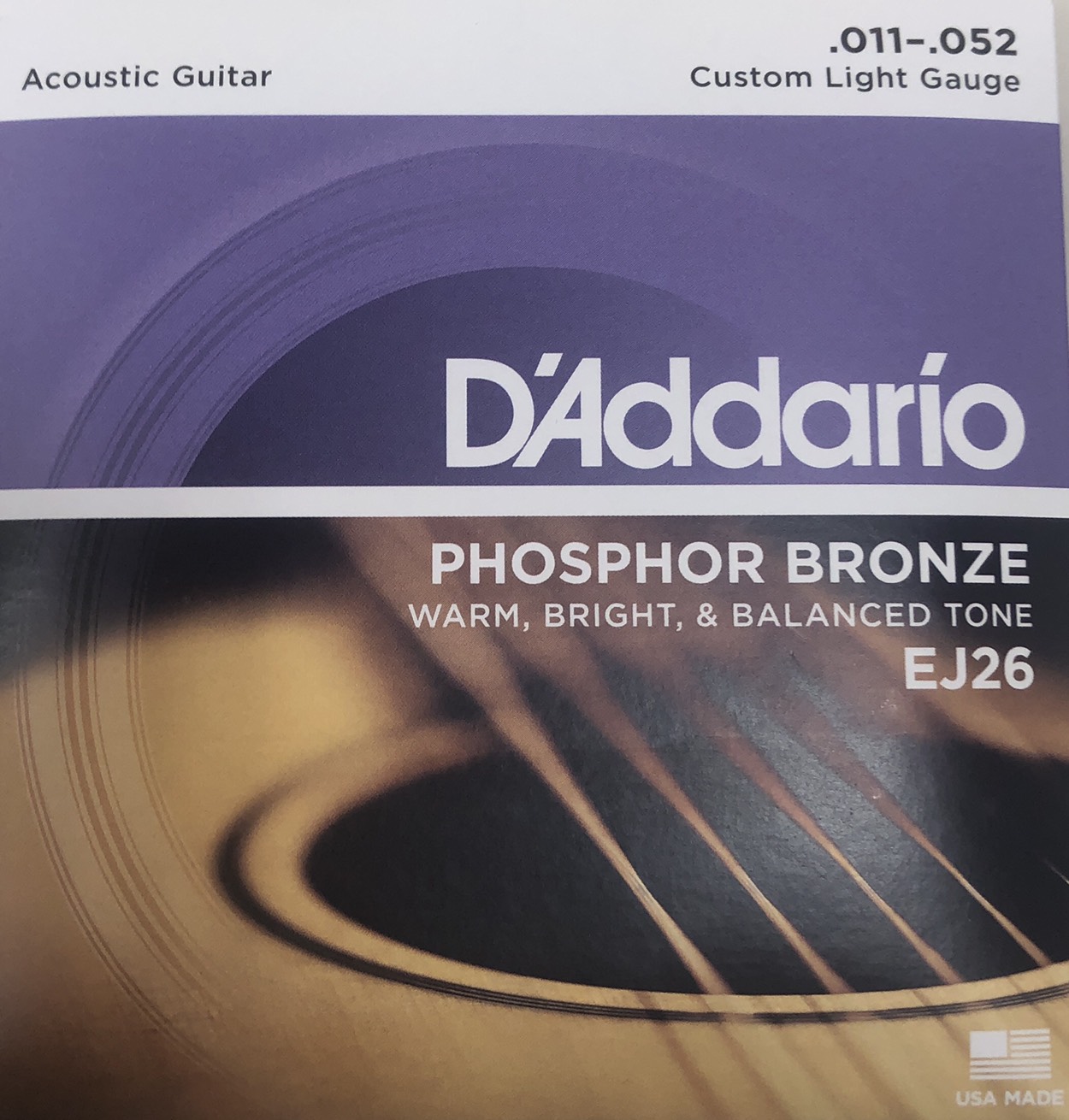 市場 D'Addario フォスファーブロンズ弦 Light .011-.052 Custom PHOSPHOR BRONZE EJ26