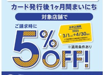 【イオンモール名古屋茶屋：イオンカード】イオンカード新規入会で、一か月間まいにち5％OFF！！