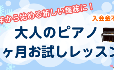 新年から始める新しい趣味に！大人のピアノ1ヶ月お試しレッスン